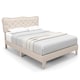 image 6 of COSTWAY Double Linen Upholstered Platform Bed Frame Cream