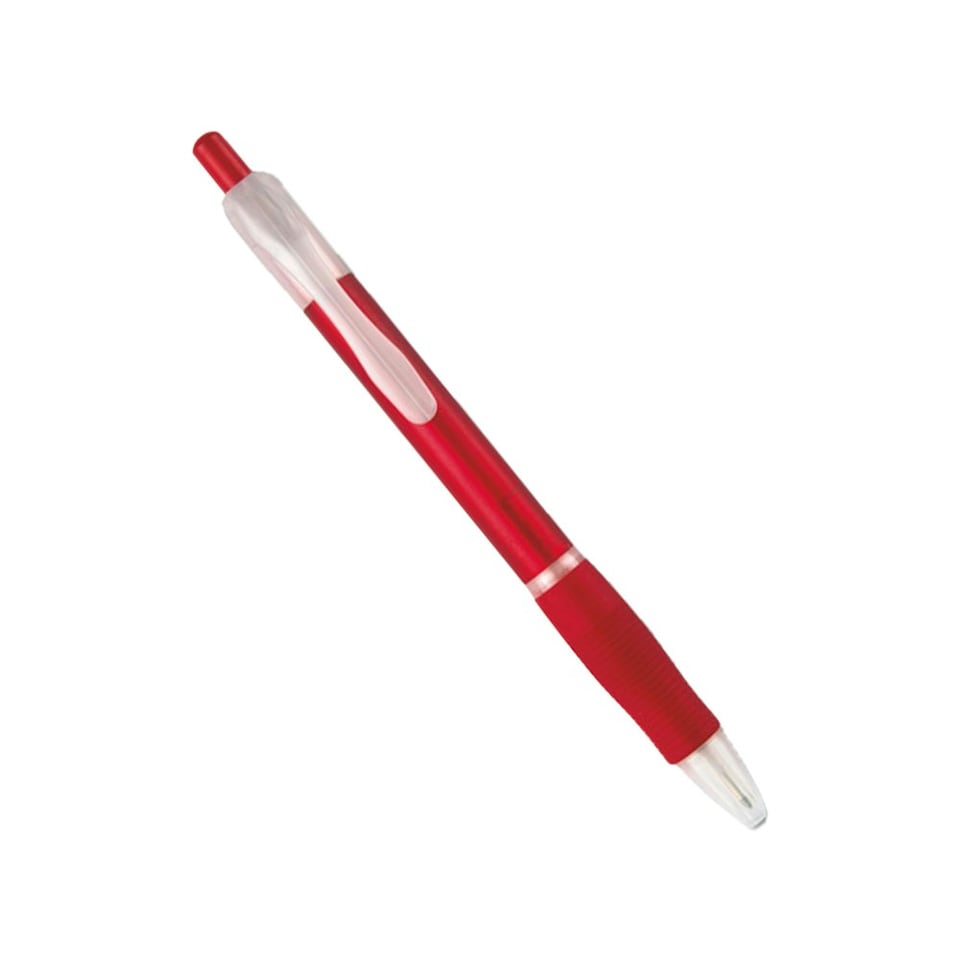 image 1 of MidOcean Manors Rubber Grip Ballpoint Pen - Transparent Red - One Size
