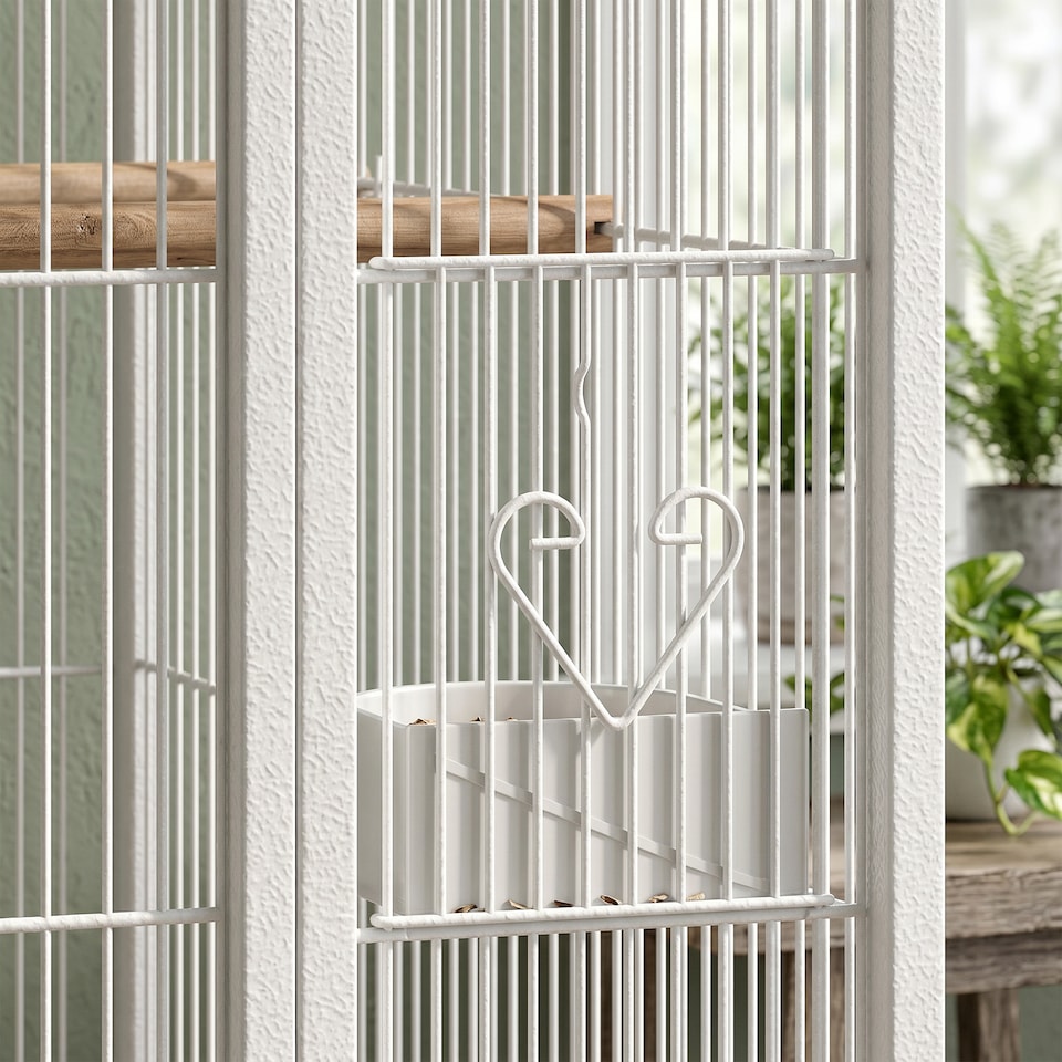 image 1 of PawHut Bird Cage Detachable with Rolling Stand White