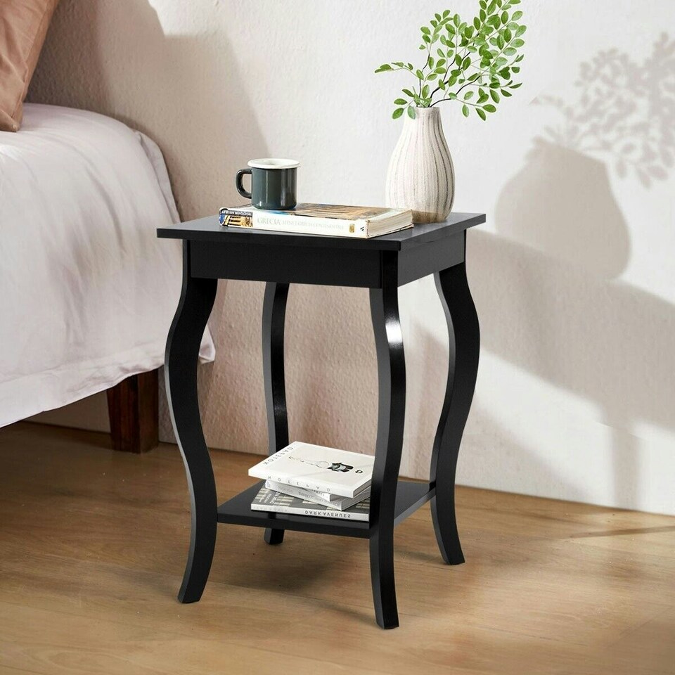 image 1 of COSTWAY Set of 2 End Table Living Room Sofa Side Table Black Black