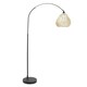 image 3 of ValueLights Louis Black Arched Curved Floor Lamp with Rattan Teardrop Lamp Shade
