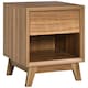 image 1 of HOMCOM Modern Bedside Table Nightstand, Living Room End Table, Side Table with Drawer and Shelf, Walnut Brown