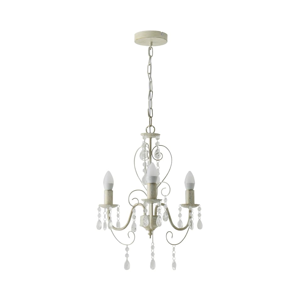 image 1 of ValueLights Lille 3 Way White Ceiling Light Chandelier | White