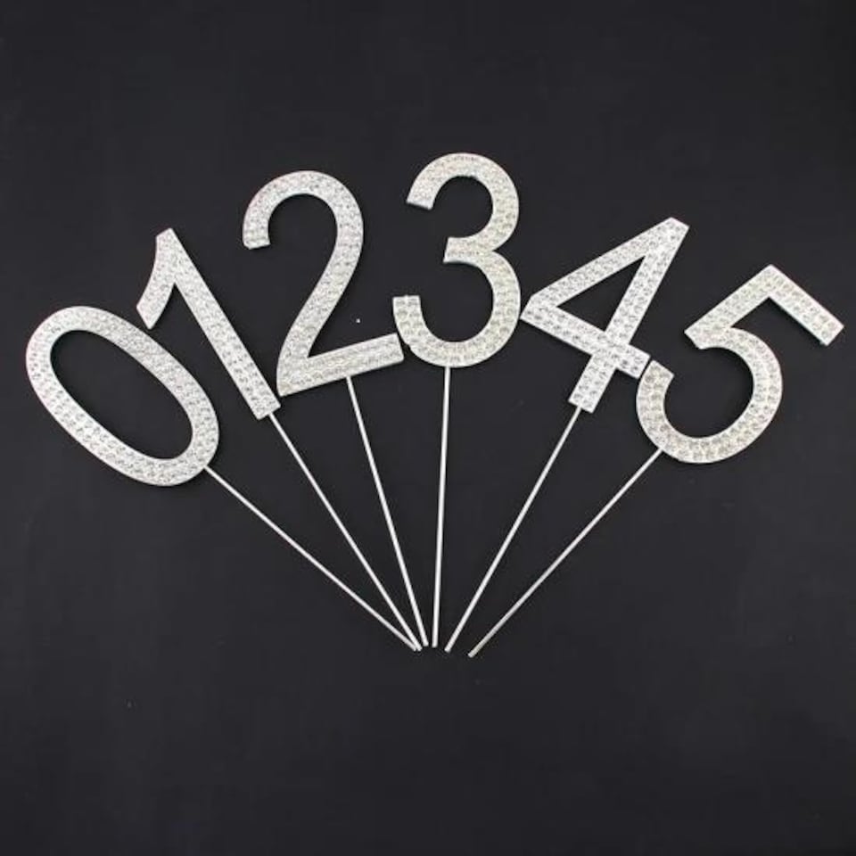 image 1 of Cake Topper Number 2 Silver Sparkly Diamond Silver