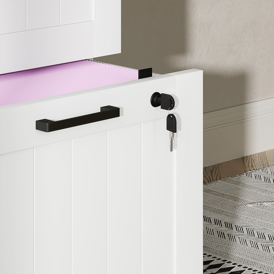 image 1 of HOMCOM 4 Drawer File Cabinet with Lock, Vertical Filing Cabinet with Adjustable Hanging Bars for A4 and Letter Size File Folders, Printer Stand with Storage, White | White | White