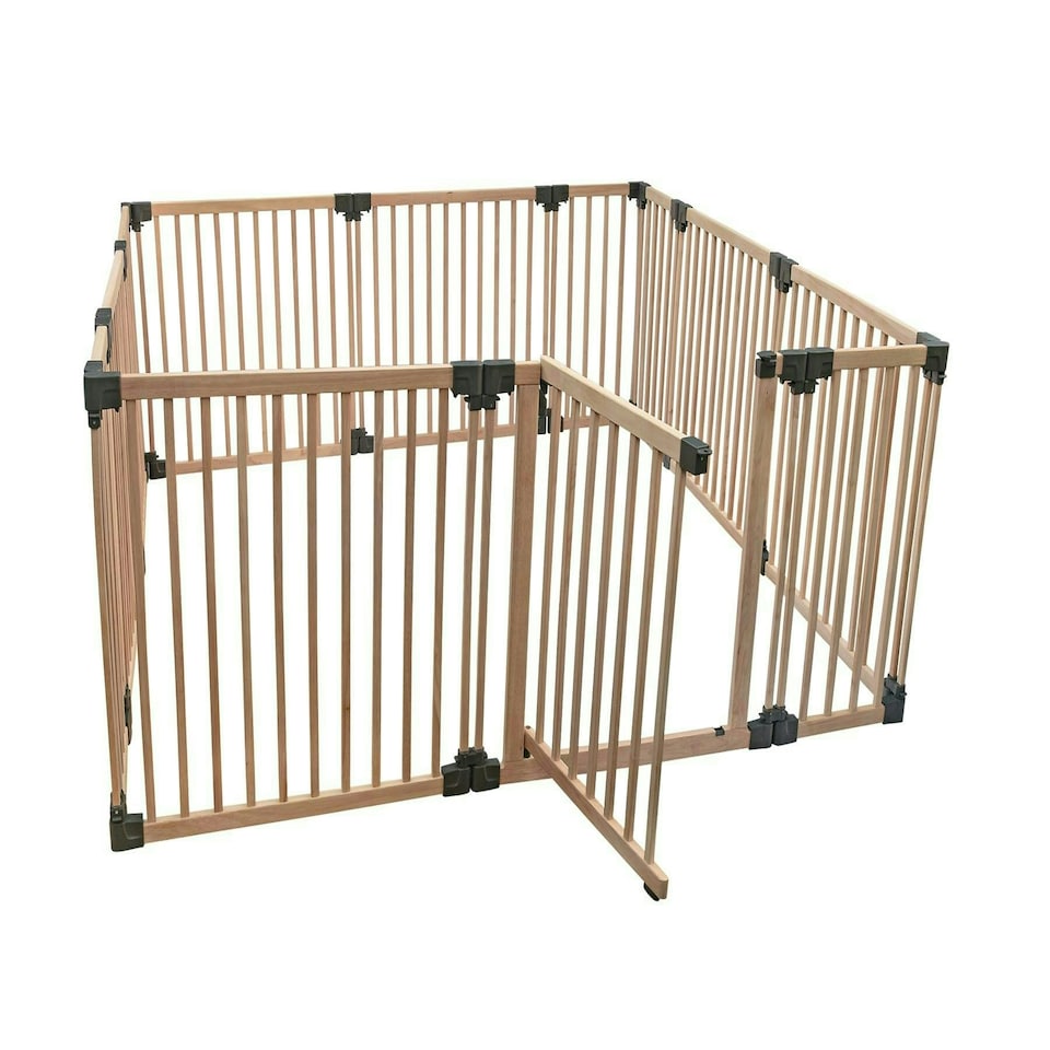image 1 of Bettacare Wooden Dog Pen, 200cm x 200cm, Natural Wood, 76cm High, Dog Pen for Pets Dogs and Puppy, Dog Playpen Cream