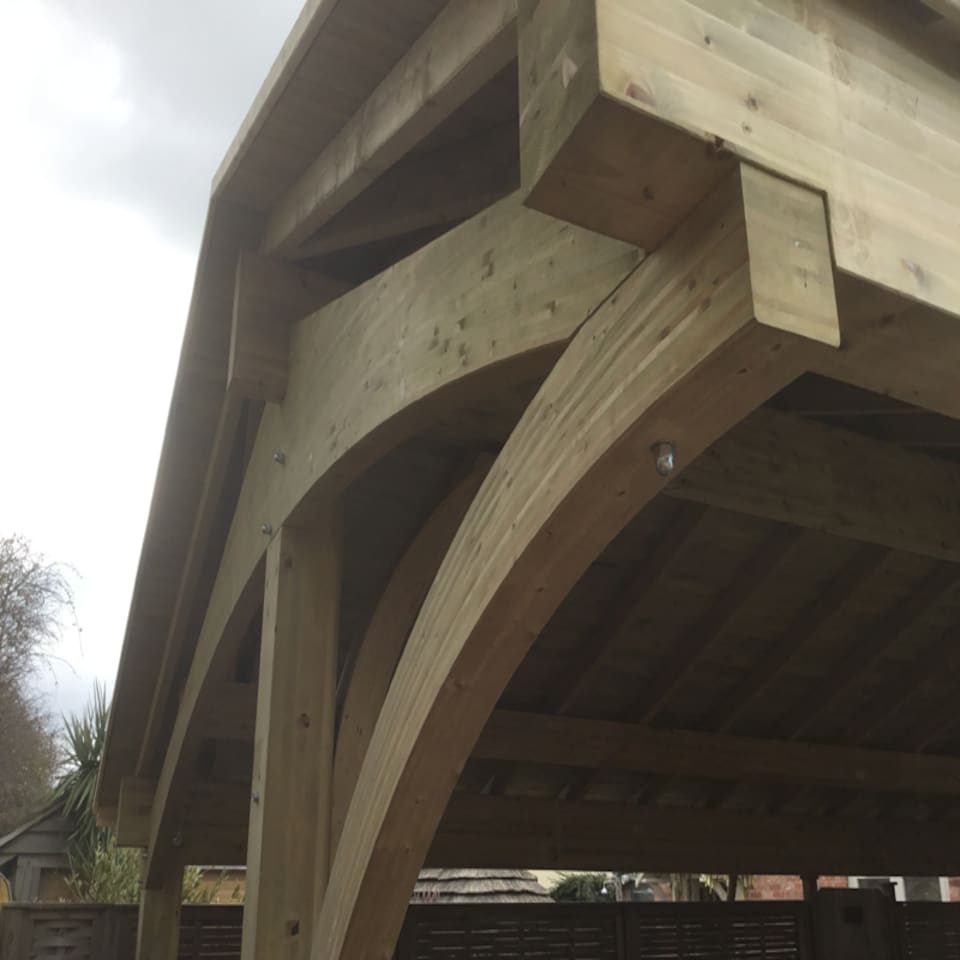image 1 of Revelatio Carport for 4 Cars - Pressure Treated Timber - L1160 x W580 x H320 cm | Brown
