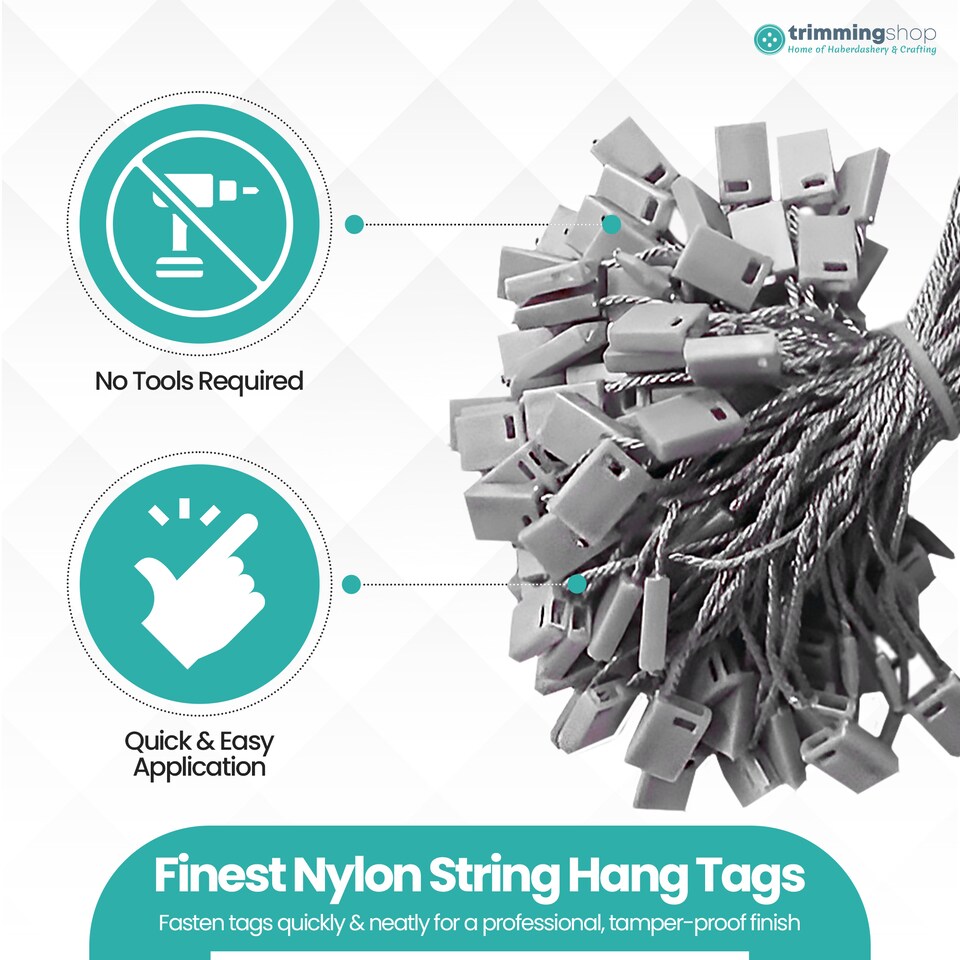 image 1 of 7 Inch Plastic String Tags, Nylon Label Snap Lock - 100pcs