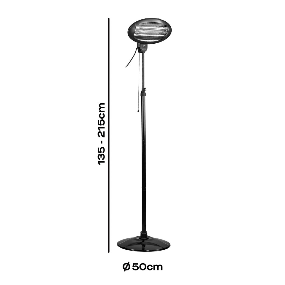 image 1 of Daewoo 2000W Electric Patio Heater with Adjustable Pole