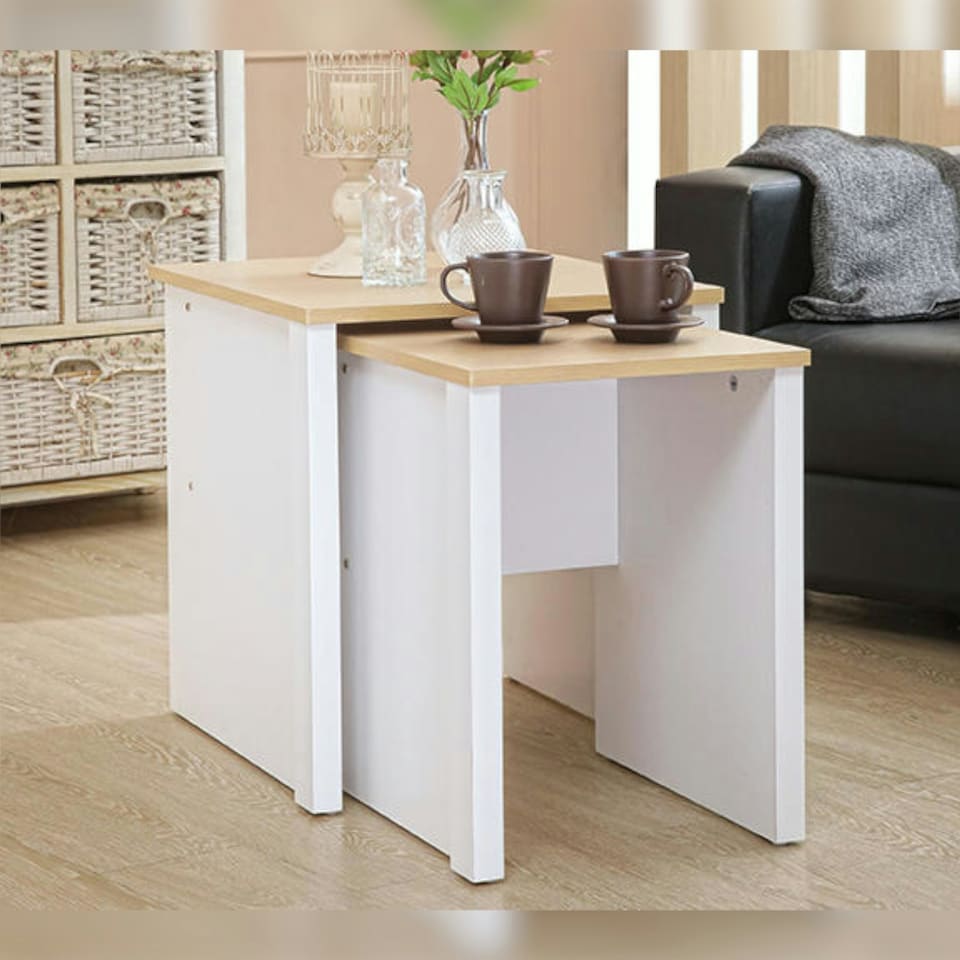 image 1 of Wooden Nest of Tables In White