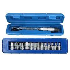 1/4" Drive Torque Wrench 5 - 25 Nm + Metric 6 Sided Shallow Sockets 4 - 14mm
