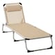 image 1 of Outsunny Folding Outdoor Reclining Sun Lounger Chair Aluminium Frame Khaki