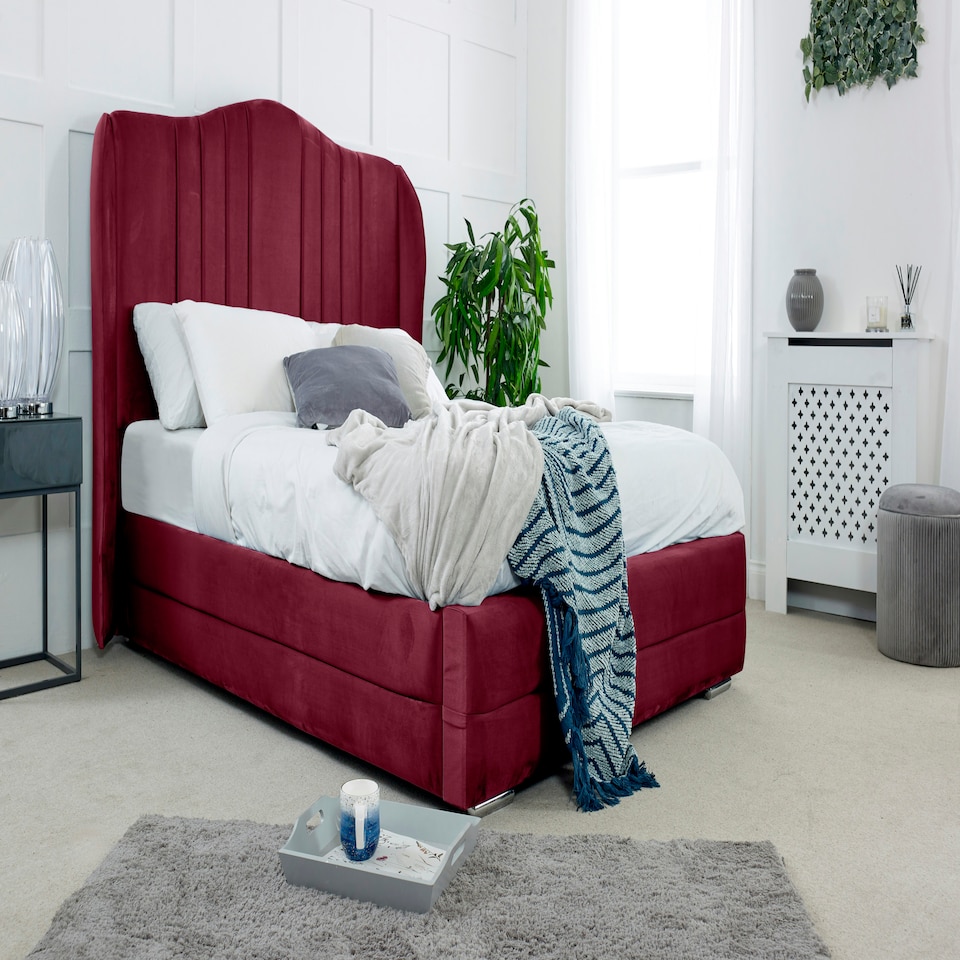 Dorridge Plush Small Double Bed Frame - Maroon
