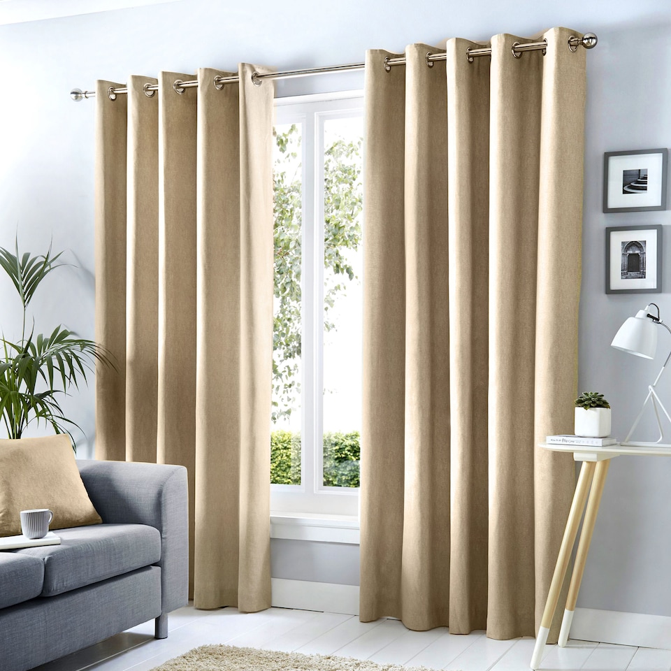 image 1 of Fusion Cannes Eyelet Curtains Natural