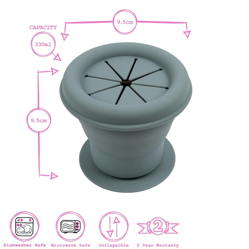 image 1 of Tiny Dining Baby Silicone Suction Snack Pot - 330ml - Tradewinds Grey