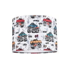 Modern and Colourful Monster Trucks Kids Cotton Fabric Drum Lamp Shade - 25cm | Multi | 10"