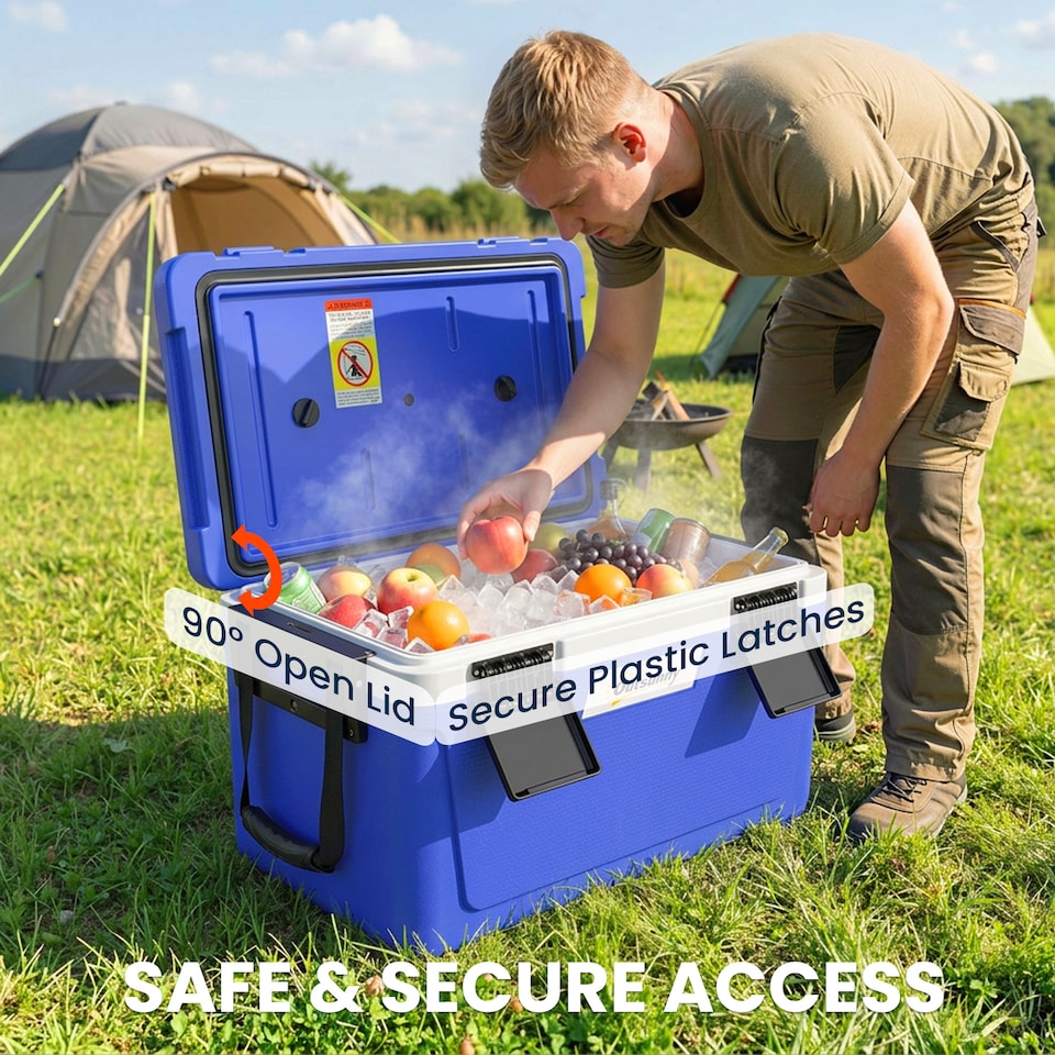 image 1 of Outsunny 42.6L Insulated Cool Box, Portable Ice Cooler with Handle | Blue | Dark Blue | 66.6 x 38.5 x 40 cm