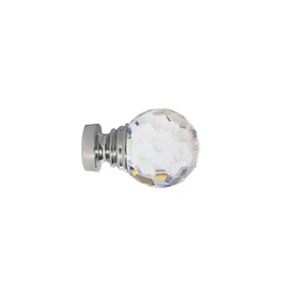 image 1 of 35mm Fixed Length Metal Curtain Pole Set Chrome Acrylic Ball Finial 230cm