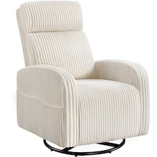 Yaheetech Corduroy Swivel Nursery Gliding Rocker Chair-Beige | Cream | Beige | One Size | 1
