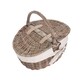 image 3 of Small Antique Wash Double Lidded Oval Picnic Basket with White Lining | White | White