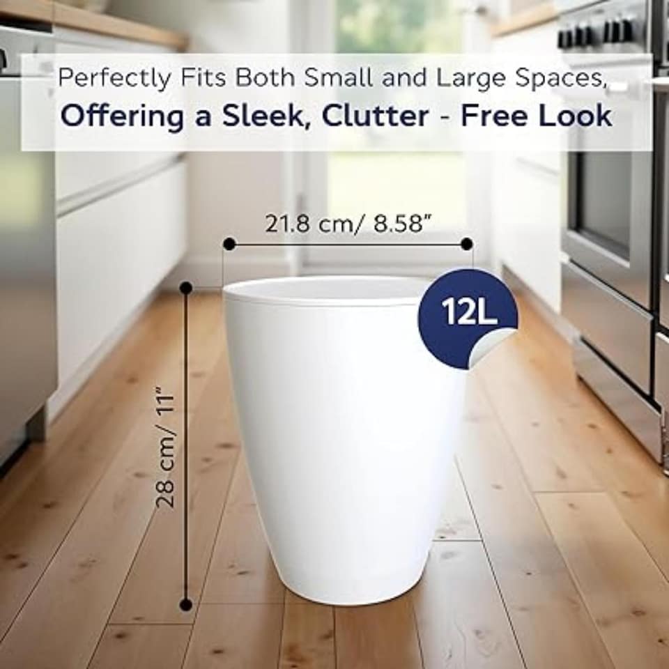 image 1 of Blue Canyon BodanToilet Brush with Ventilated Holder and 12L Compact Swing Lid Waste Bin White