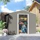 image 9 of Outsunny 7.7 x 5.7ft Metal Garden Shed with Ventilation Slots and Sliding Doors, Galvanised Outdoor Tool Storage House, Light Grey
