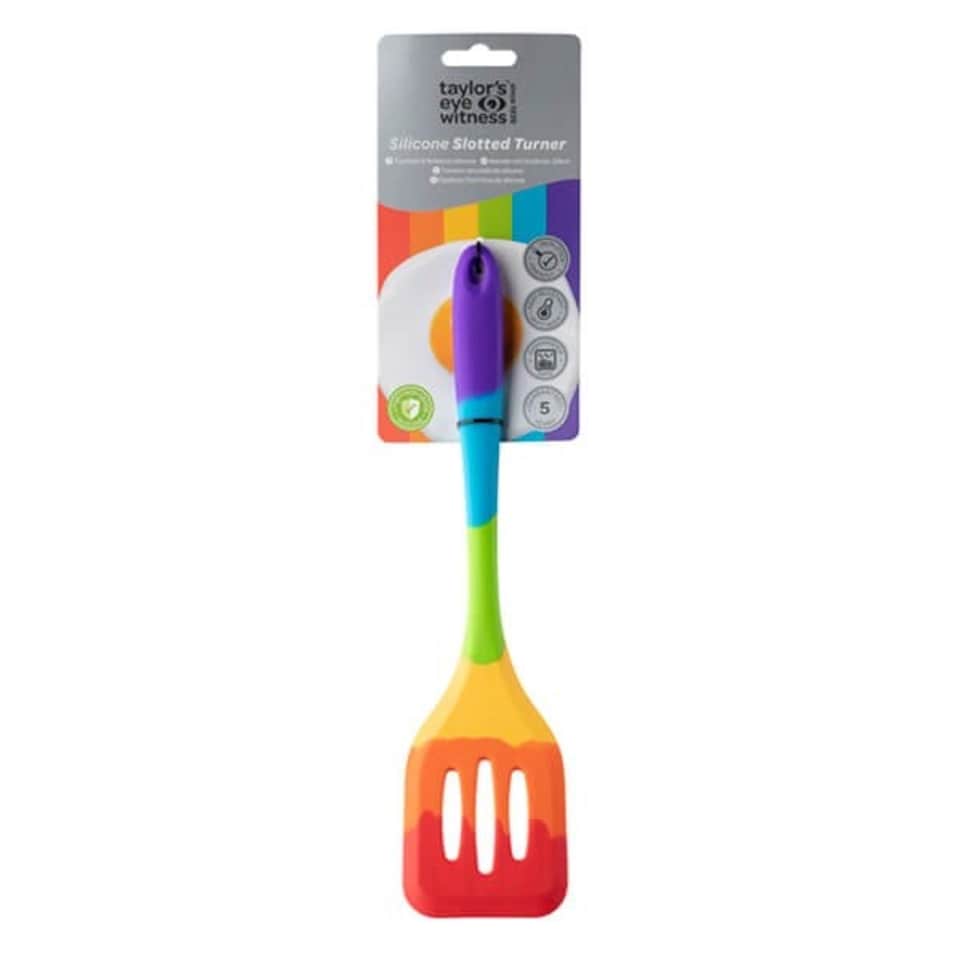 image 1 of Taylor's Eye Witness Rainbow Silicone Slotted Turner