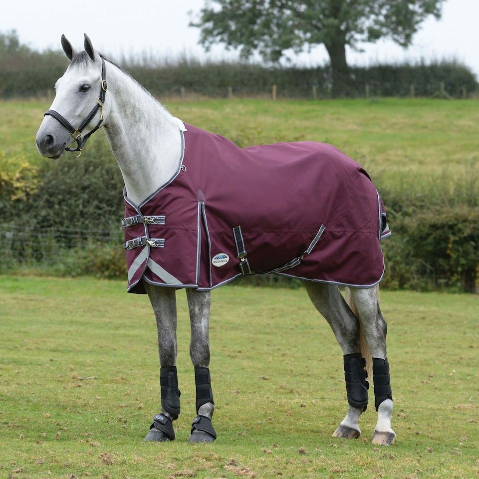 image 1 of Weatherbeeta Comfitec Plus Dynamic II Standard-Neck Midweight Horse Turnout Rug - Maroon/Grey/White - 7´