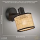image 5 of Natural Woven Rattan Switched Wall Light Fitting with Black Cotton Fabric Trim
