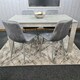 image 5 of Dining Table with 4 Grey Velvet Chairs Stone Grey Effect Wood Table Set for Dining Room Grey