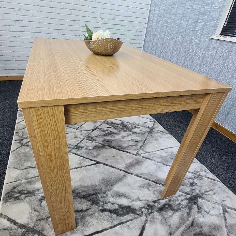 image 1 of Dining Table Beige Wood Kitchen Place for 4 Seats, Dining Table Only (Beige H 75 x L 117 x W 77 cm) | Brown