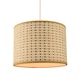 image 2 of Vintage Reeded Paper Round Lamp Shade with Taupe Cotton Fabric Trims | Cream | Taupe | 1