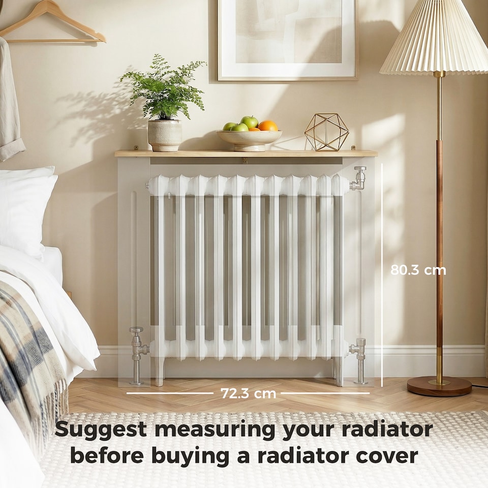 image 1 of HOMCOM Radiator Cover Wooden Cabinet Vertical Slatted Vent MDF Grey Home