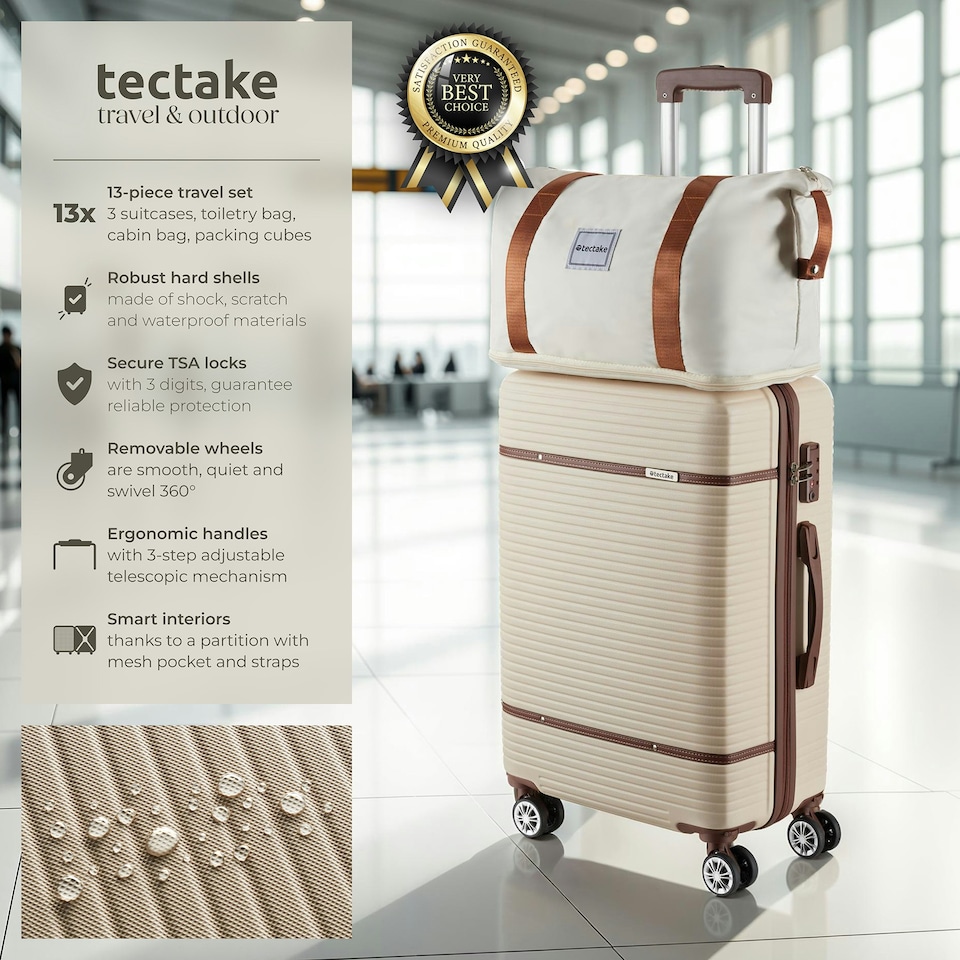 image 1 of Suitcase Set Madison - 13-piece, 3 suitcases, packing cubes, TSA lock Cream