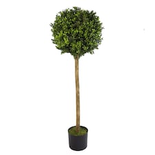 Artificial Boxwood Buxus Ball Topiary Tree 120cm 4ft Real Wood Trunk Realistic Botanik | Green | One Size