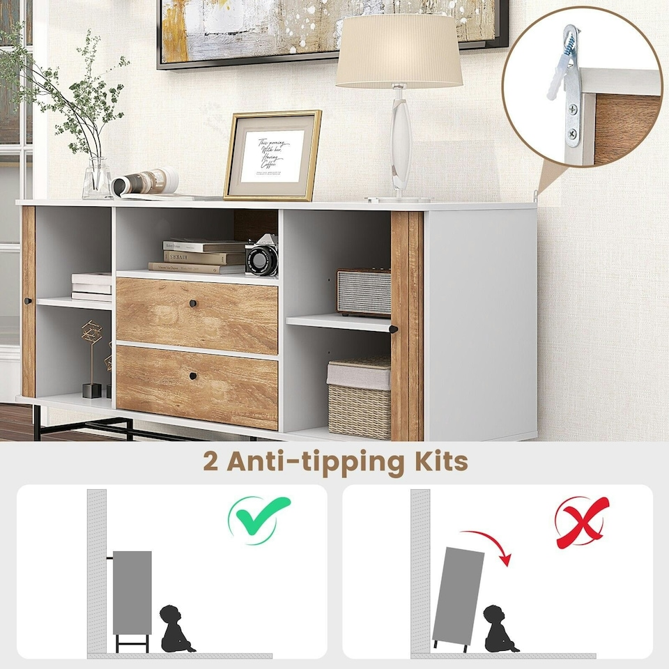 image 1 of COSTWAY TV Stand for TVs 65 Inches Modern Entertainment Center White
