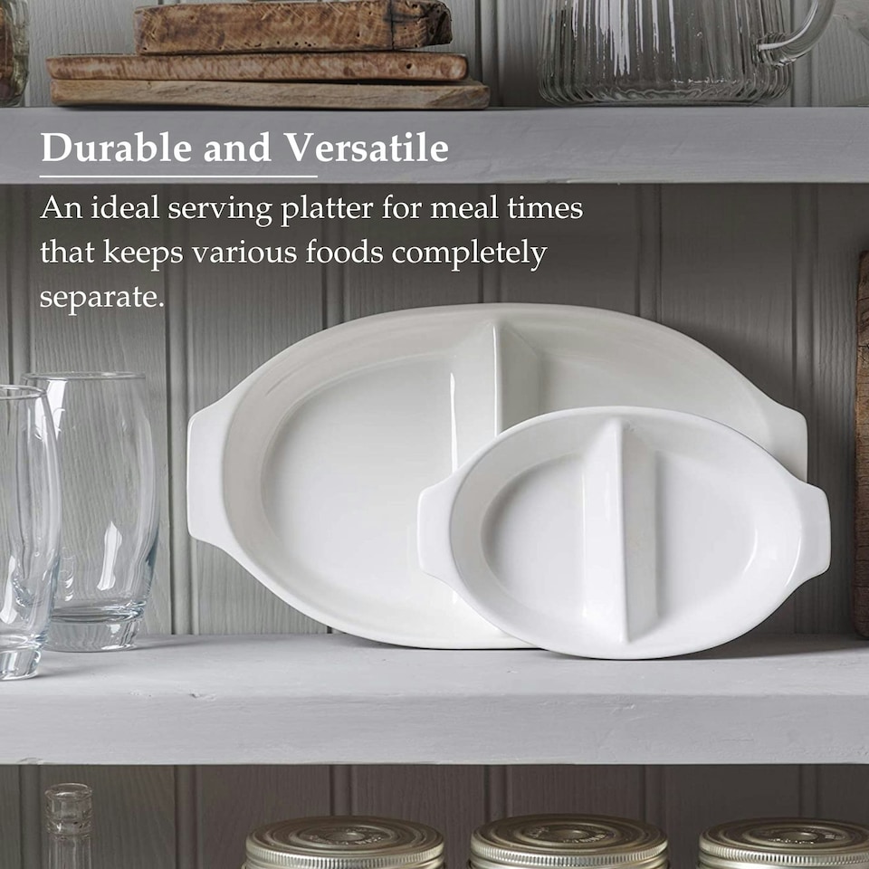 image 1 of Porcelain Divided Dish, Set of 2