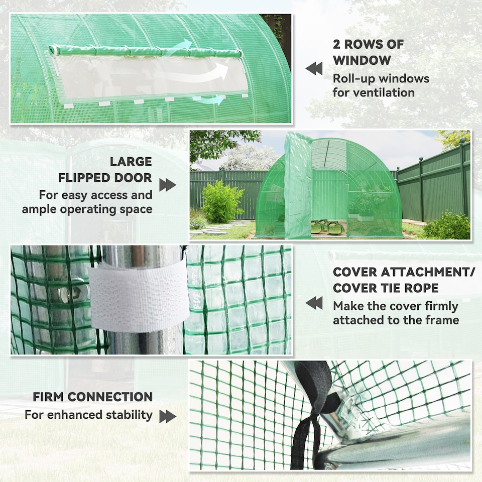 image 1 of Outsunny 6 x 3M Reinforced Walk-in Polytunnel Garden Greenhouse Steel Frame