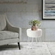 image 2 of Living and Home Round Fuzzy Vanity Stool - White