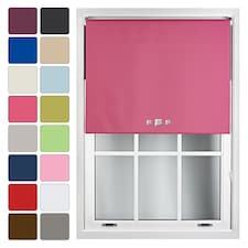 FURNISHED Blackout Roller Blinds with Triple Square Eyelets Cut to Size Easy Fit Window Shade | Pink | Fuchsia | (W) 60cm x (L) 165cm