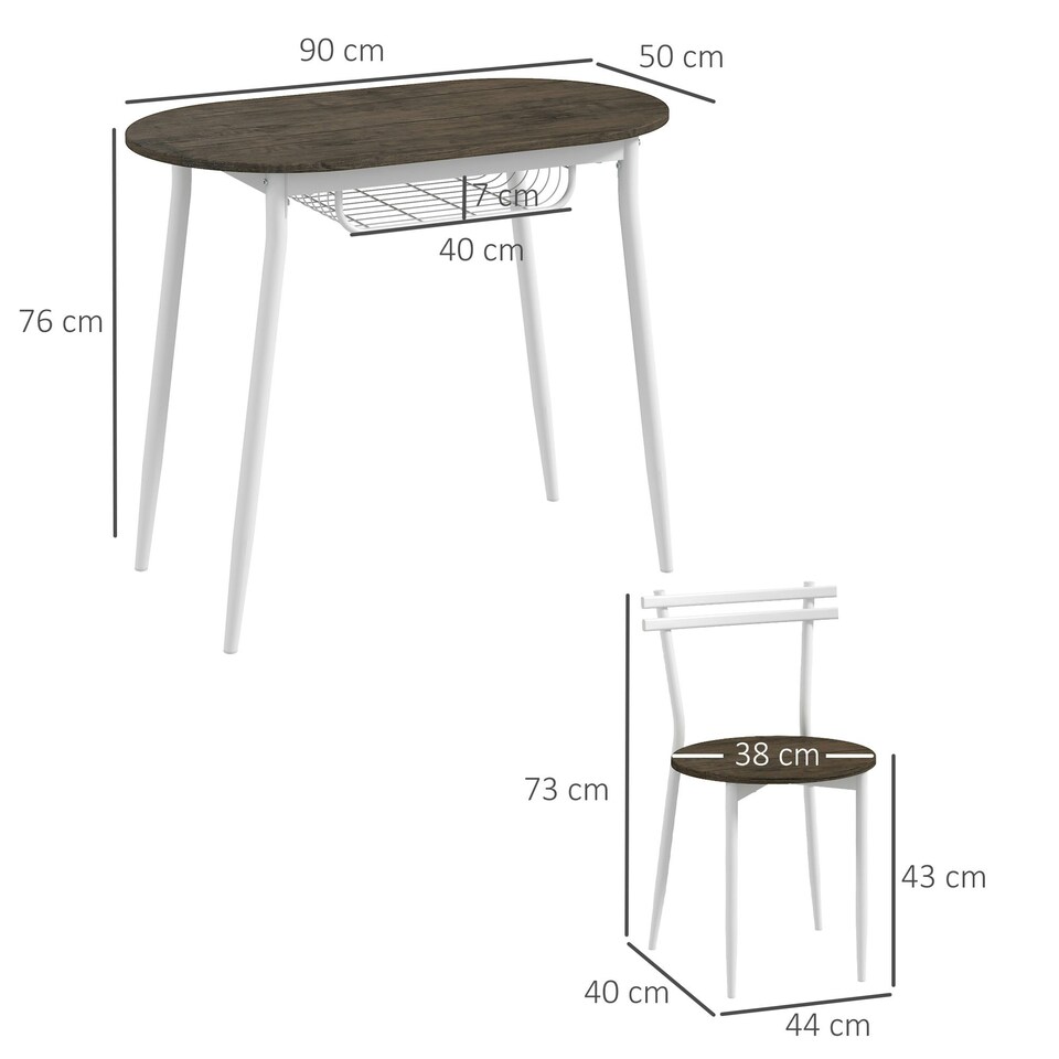 image 1 of HOMCOM Dining Table and Chairs Set of 3, Kitchen Table with 2 Chairs