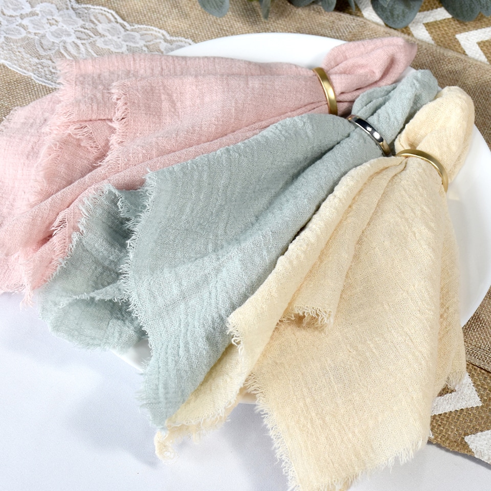 image 1 of 6pcs Fringe Cloth Napkin, 100% Soft Cotton Cloth Napkins - 20 Inch