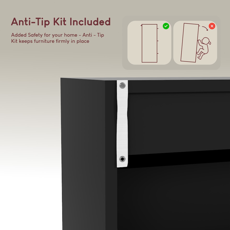 image 1 of Vida Designs 3 Drawer Shoe Cabinet Shoe Rack Storage Cupboard, Black