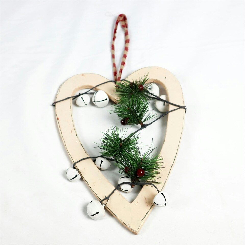 image 1 of Cream Heart Hanging Decoration - 30cm