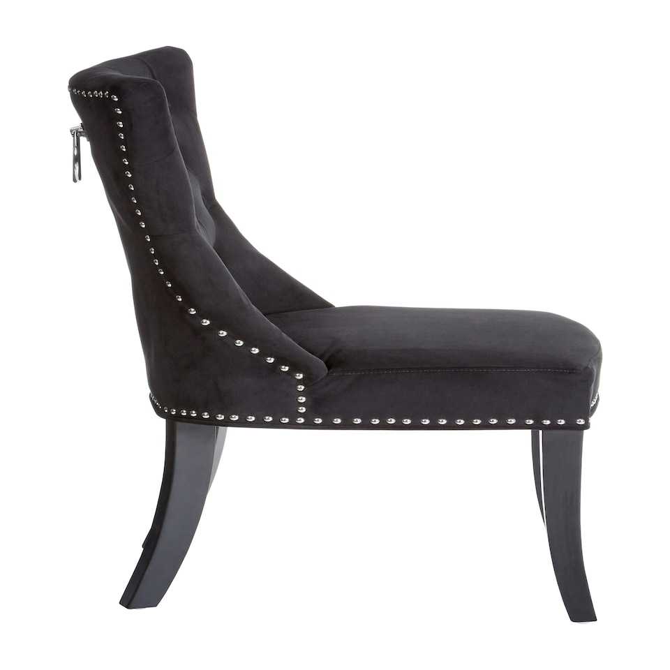 image 1 of Interiors by Premier Black Cotton Velvet Dining Chair, High Quality Velvet Chair, HighBack Accent Chair, Cozy Borg Chair