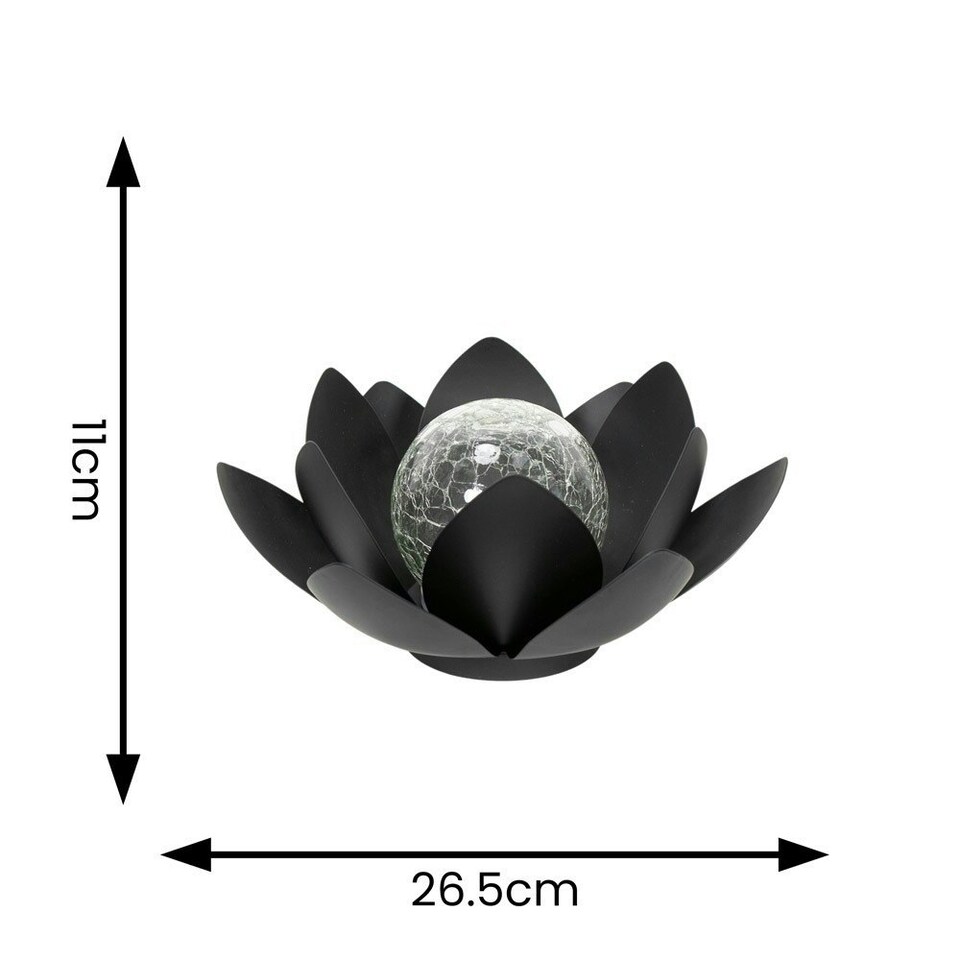 image 1 of ValueLights Black Solar Powered Outdoor Waterlily Lotus Flower Decoration Garden Light