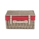 image 3 of 41cm Antique Wash Wicker Picnic Basket with Lining Red | Red | One Size