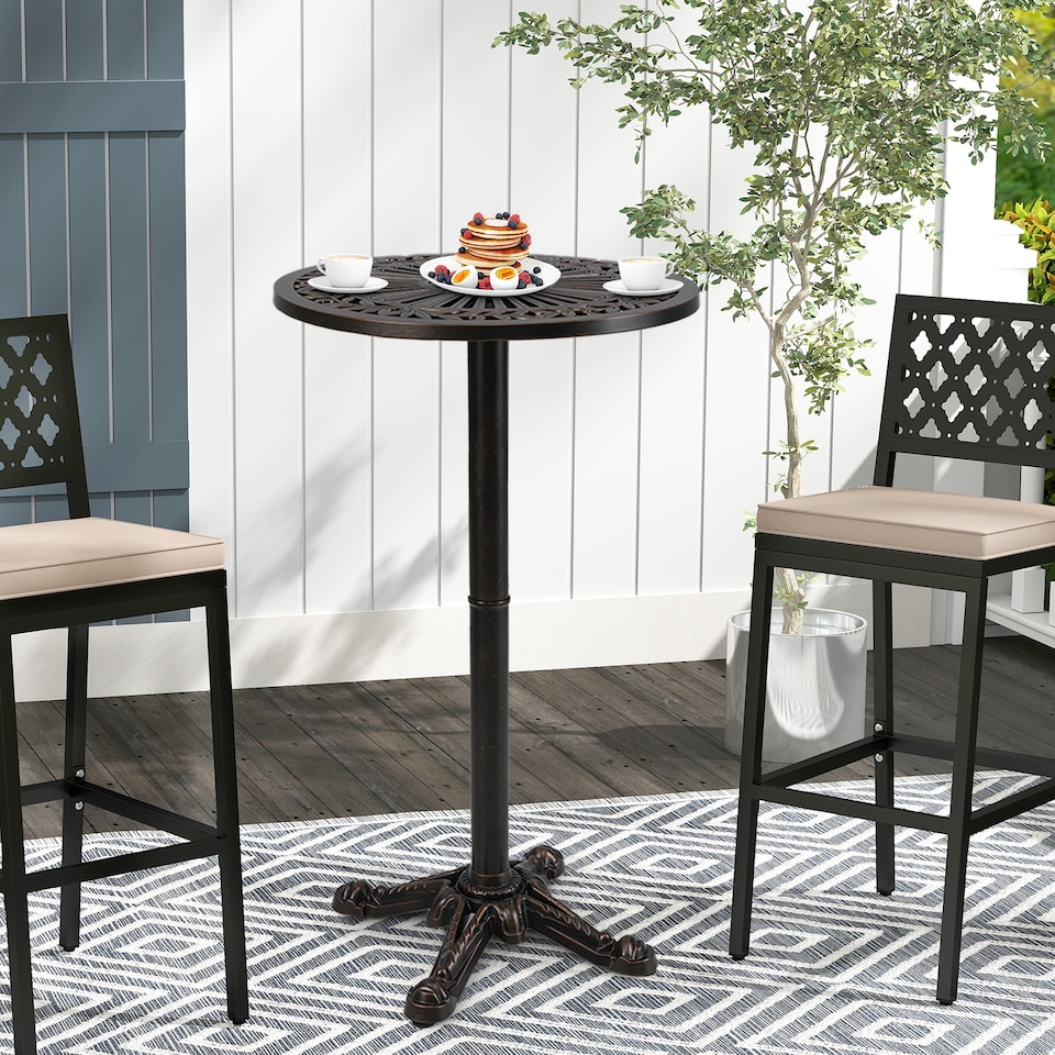 image 1 of COSTWAY 61cm Patio Round Bar Table High Top Table | Brown