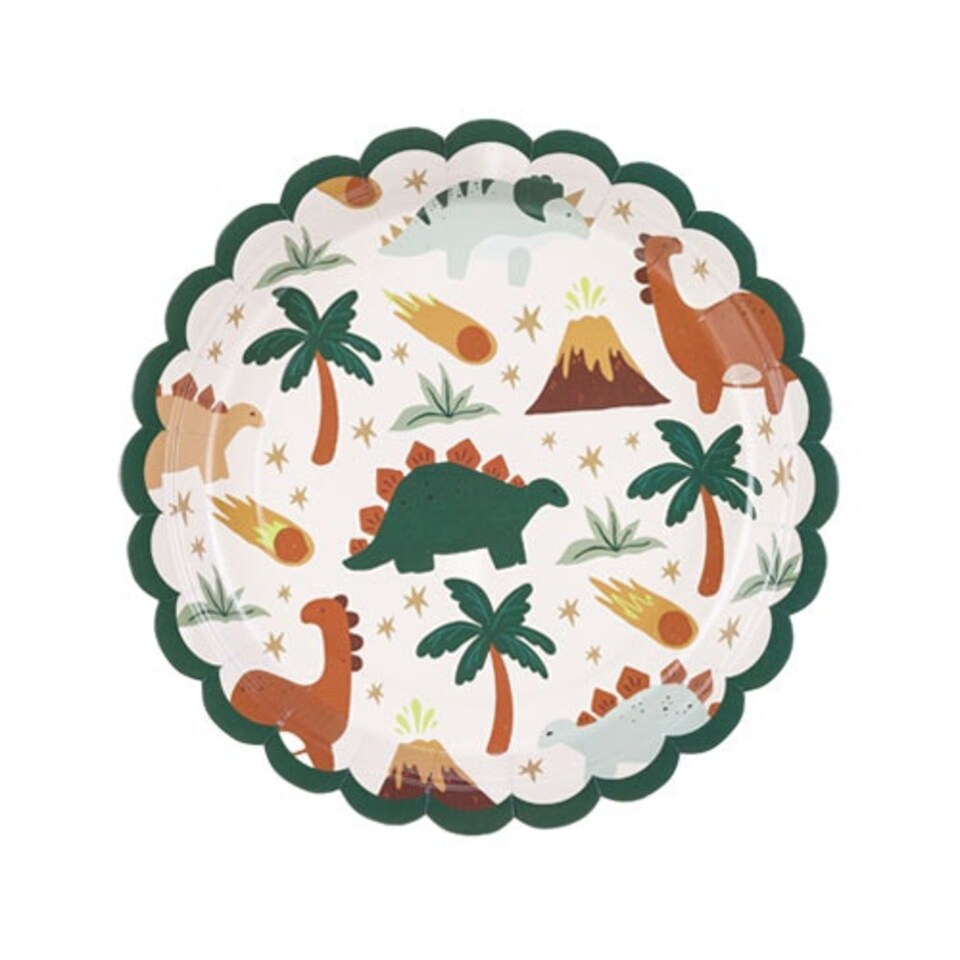 image 1 of Dinosaur Round Paper Plates 18cm - Pack of 6