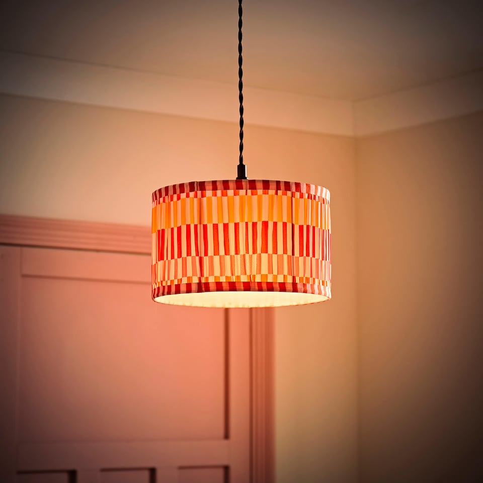 image 1 of ValueLights Rae Small Stripe Multicolour Pleat Shade and Bulb